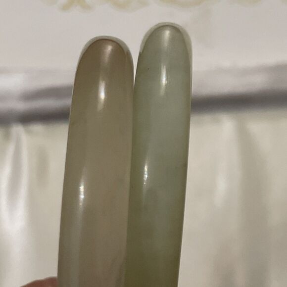 Sold Two Natural Jade Green Bangle Bracelets Size Small in Red Box - Picture 13 of 14